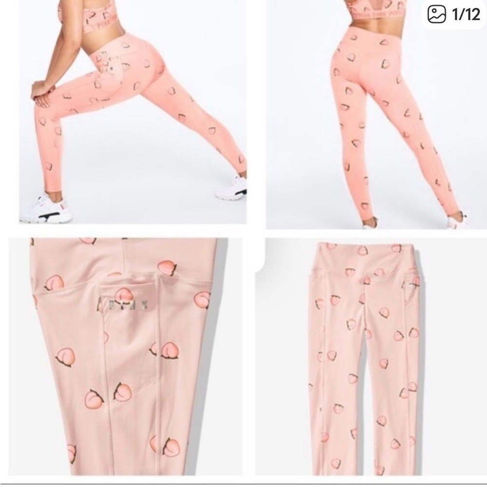 PINK Victoria's Secret Peach-Print High-Waist Leggings - Light Peach